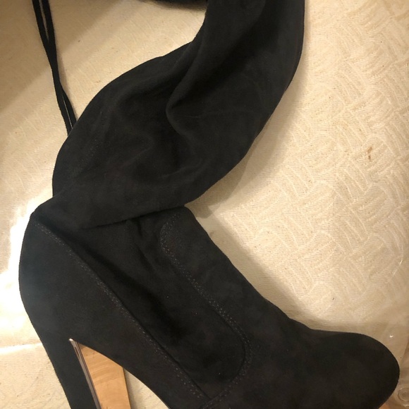 Material Girl Shoes - Material Girl Black Lace-Up Heeled Boots